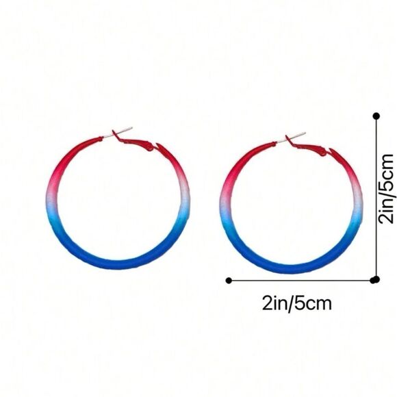 Simple & Stylish Red, White, And Blue Hoop Earrings - Picture 10 of 13